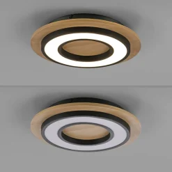 JUST LIGHT. Loftlampe Tola, rund, træ, 3.000 K