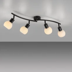 JUST LIGHT. Loki loftlampe, 4 lyskilder, sort, jern, glas