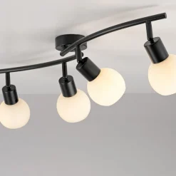 JUST LIGHT. Loki loftlampe, 4 lyskilder, sort, jern, glas