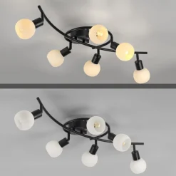 JUST LIGHT. Loki loftlampe, 6 lyskilder, sort, jern, glas