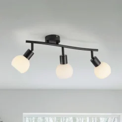 JUST LIGHT. Loki loftlampe, 3 lyskilder, lang, sort, jern