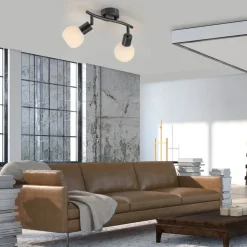 JUST LIGHT. Loki loftlampe, 2 lyskilder, sort, jern, glas
