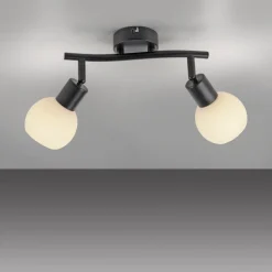 JUST LIGHT. Loki loftlampe, 2 lyskilder, sort, jern, glas