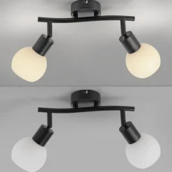 JUST LIGHT. Loki loftlampe, 2 lyskilder, sort, jern, glas