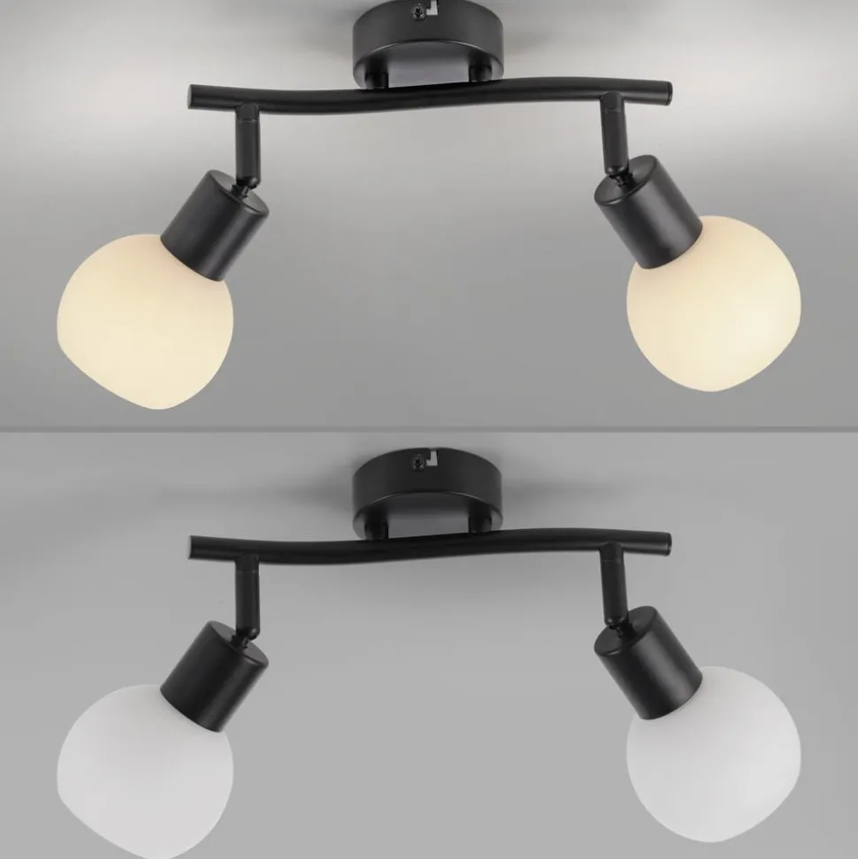 JUST LIGHT. Loki loftlampe, 2 lyskilder, sort, jern, glas