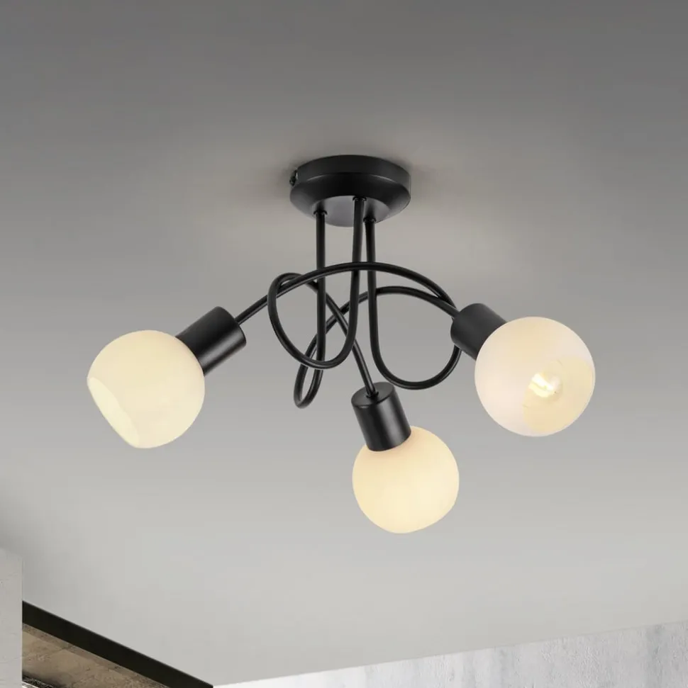 JUST LIGHT. Loki loftlampe, 3 lyskilder, rund, sort, jern