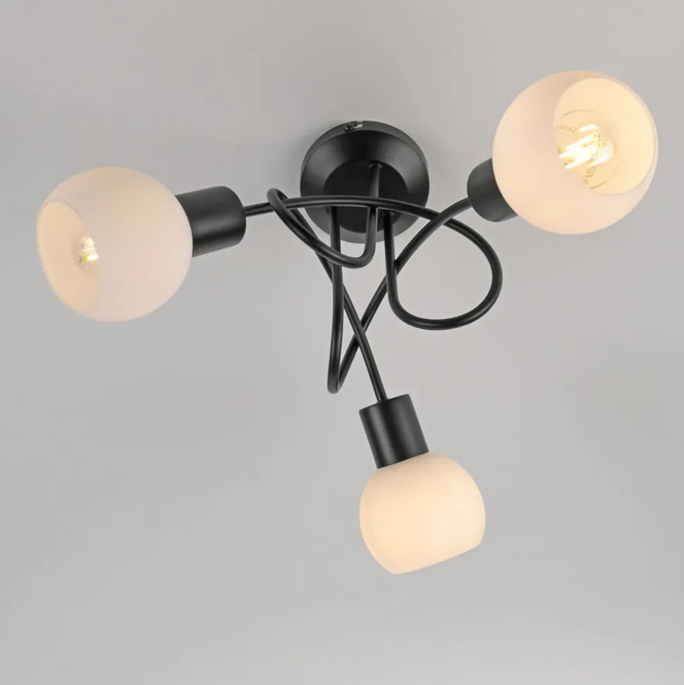 JUST LIGHT. Loki loftlampe, 3 lyskilder, rund, sort, jern
