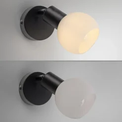 JUST LIGHT. Loki væglampe, sort, jern, glas