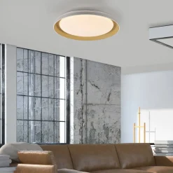JUST LIGHT. Sati loftlampe, plast, hvid/messing