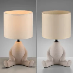 JUST LIGHT. Ted bordlampe, keramik, siddende, sandbeige