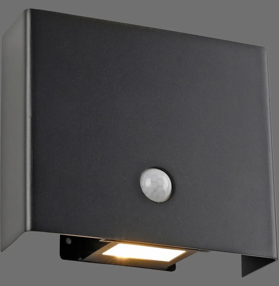 JUST LIGHT. Udendørs væglampe med sensor Amin, genopladeligt batteri sort