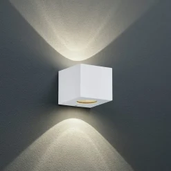 Kantet udendørs LED-væglampe Cordoba, mørkegrå