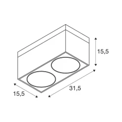 Kardamod loftlampe, sort, stål, længde 31,5 cm, 2 lyskilder.