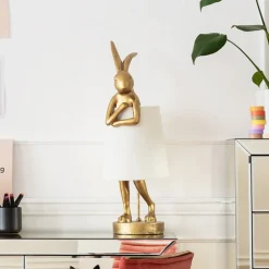 KARE Animal Rabbit bordlampe, guld/hvid, 68 cm, E14