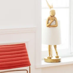 KARE Animal Rabbit bordlampe, guld/hvid, 68 cm, E14