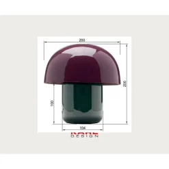 KARE bordlampe Mushroom, lilla/grøn, metal, 20 cm, E14