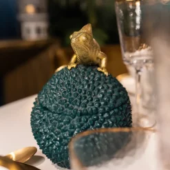 KARE dekorationsæske Chameleon, højde 20 cm, mørkegrøn, guld