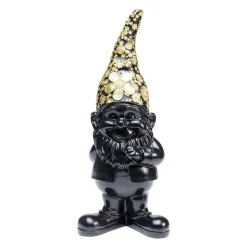 KARE dekorativ figur dværg stående, sort/guld, polyresin