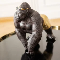 KARE dekorativ figur Monkey Beach, højde 20 cm, sort polyresin