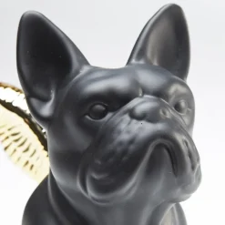 KARE dekorativ figur Siddende engel hund, sort/guld, stentøj