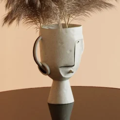 KARE Face Pot-vase, højde 30 cm, glaseret stentøj, bemalet