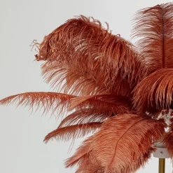 KARE Feather Palm gulvlampe med fjer, rustrød