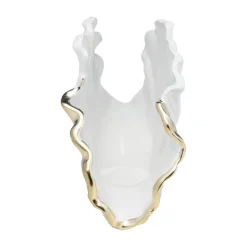 KARE Ginkgo Elegance-vase, højde 18 cm, stentøj, hvid, guld