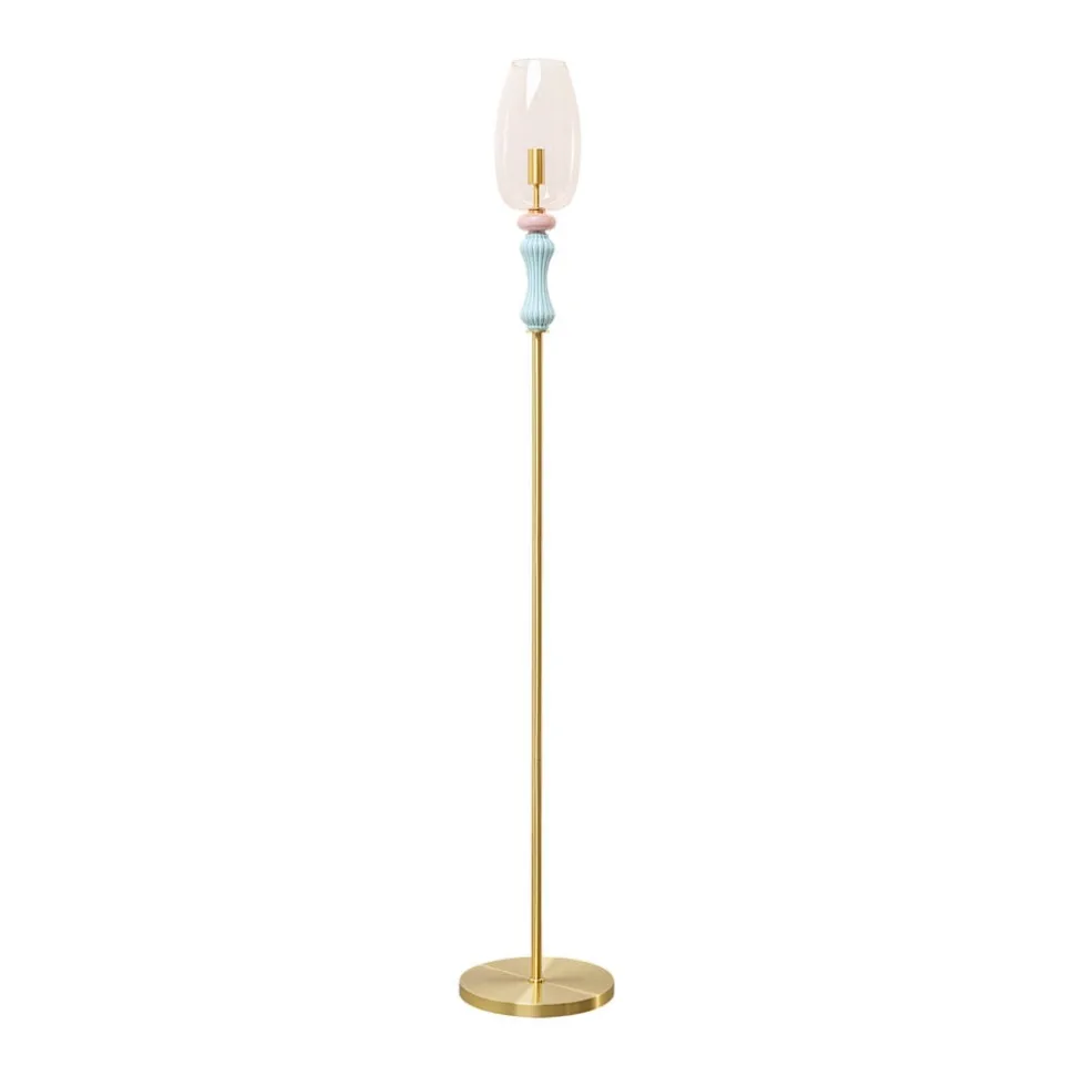 KARE gulvlampe Allegra, guld/blå/rosa, 165 cm høj, E14
