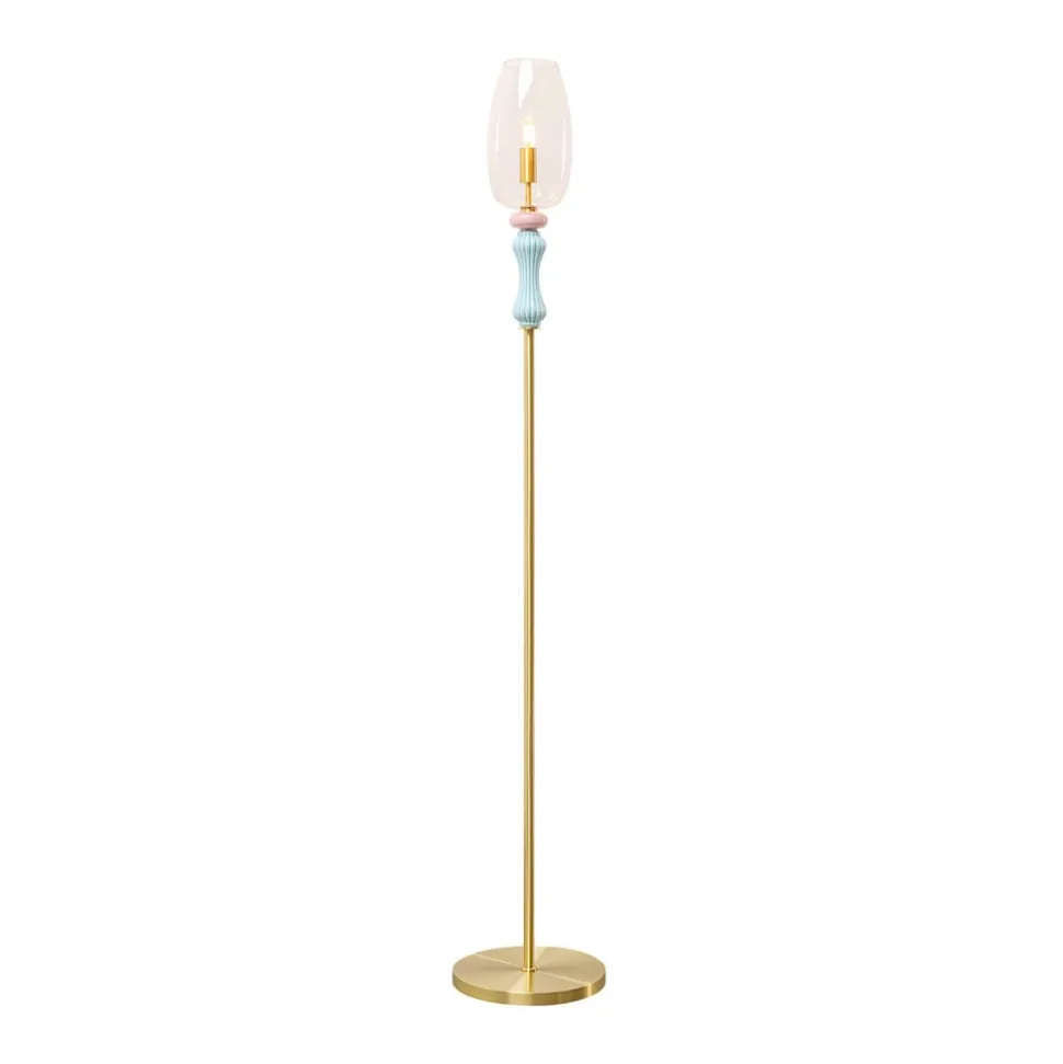 KARE gulvlampe Allegra, guld/blå/rosa, 165 cm høj, E14