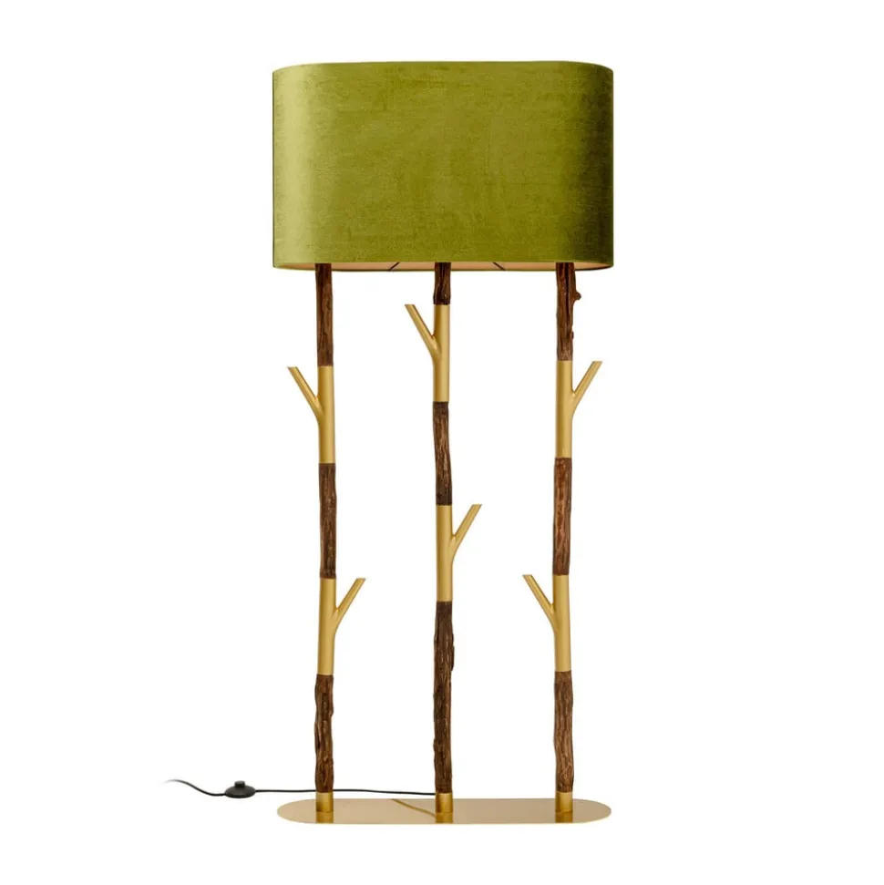 KARE Gulvlampe Twig, grøn/guld, 154 cm, E27