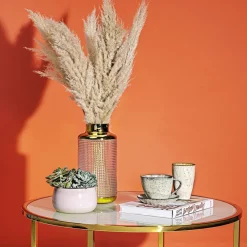 KARE Vase LA Noble, højde 30 cm, glas, guld/klar, håndlavet