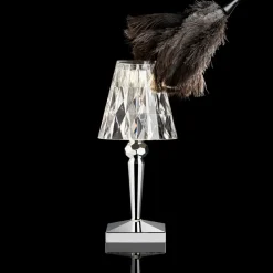 Kartell LED-bordlampe Batteri, 26 cm, kromfarvet, IP54