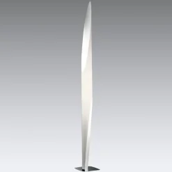 kdln gulvlampe Shakti, sølv, hvid satineret, højde 200 cm