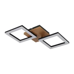 Kerry LED-loftlampe, længde 46 cm, sort/mørkebrun