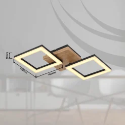 Kerry LED-loftlampe, længde 46 cm, sort/mørkebrun