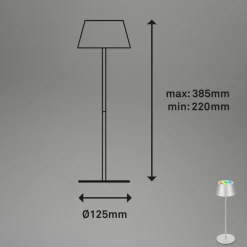Kiki LED-bordlampe, mat krom, IP44, 3.000 K, RGBW