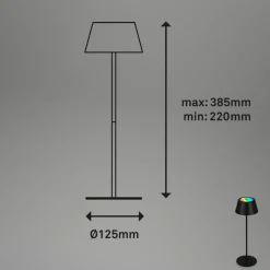 Kiki LED-bordlampe, sort, IP44, 3.000 K, RGBW