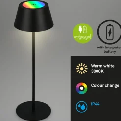 Kiki LED-bordlampe, sort, IP44, 3.000 K, RGBW