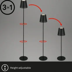 Kiki LED-gulvlampe, 3.000K, sort, IP44