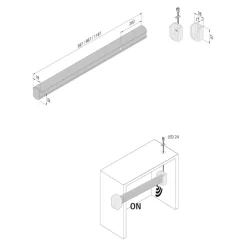 Klædeskabslampe med sensor, 60 cm