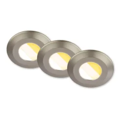 Klira indbygningslampe, mat nikkel, Ø 9 cm, IP44, 3 stk