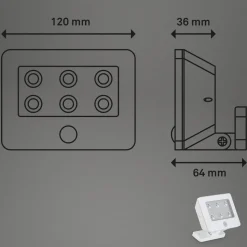 Kollig udendørs LED-spot med sensor, IP54, hvid