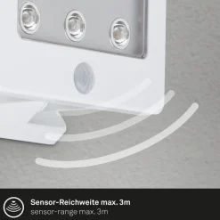 Kollig udendørs LED-spot med sensor, IP54, hvid