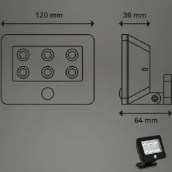 Kollig udendørs LED-spot med sensor, IP54, sort