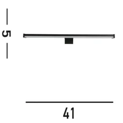 Kos LED-spejllampe, bredde 40 cm, sort aluminium IP44