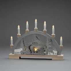 Krybbe LED-adventsstage af træ, batteridrift
