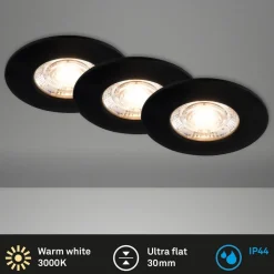 Kulana Mini indbygget spotlight LED IP44 3 st sort