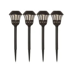 Lace LED-lampe med jordspyd, sort, højde 31 cm, sæt med 4 stk