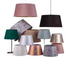Lampeskærm Cone højde 18 cm, mørkeblå/guld