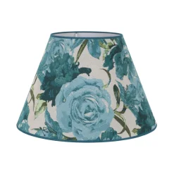 Lampeskærm Sofia Højde 31 cm, blomstermønster turkis